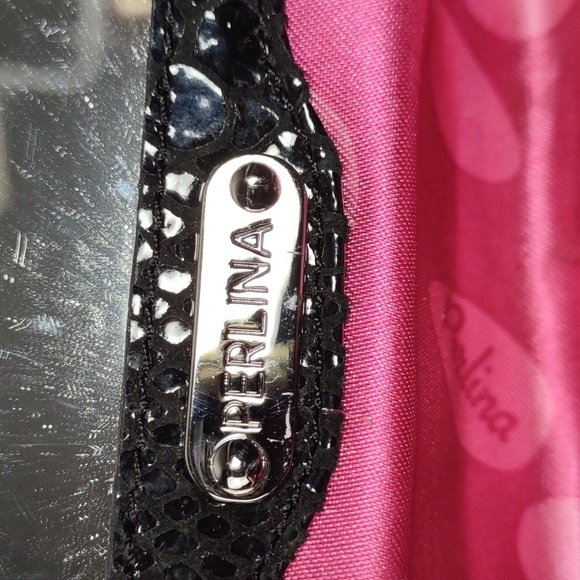 Perlina Snakeskin Embossed Leather Cosmetic Clutch Bag - Picture 9 of 10